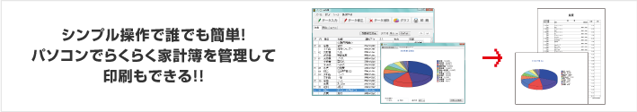 シンプル操作で誰でも簡単！パソコンでらくらく家計簿を管理して印刷もできる！！