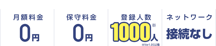 月額料金なし、保守料金なし、登録人数300人