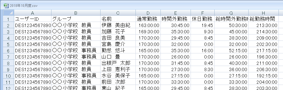 毎月の集計結果はCSV出力