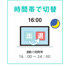 出勤と退勤のボタンを設定した時間で自動切り替え