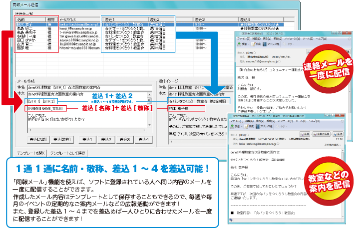 登録されているお客様一人ひとりにメールを配信