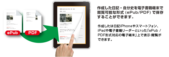 作成した日記・自分史を端末に入れる