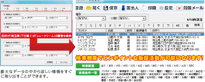 膨大なデータから欲しい情報をすぐに取り出せます