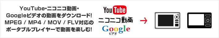 YouTube・ニコニコ動画・Googleビデオの動画をダウンロード！MPEG / MP4 / MOV / FLV対応のポータブルプレイヤーで動画を楽しむ！