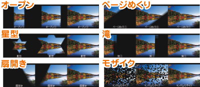 26種類の切替効果で動画を魅力的に