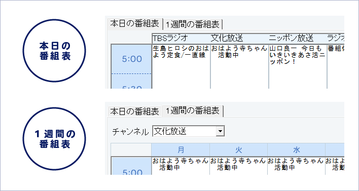 選べる番組表示