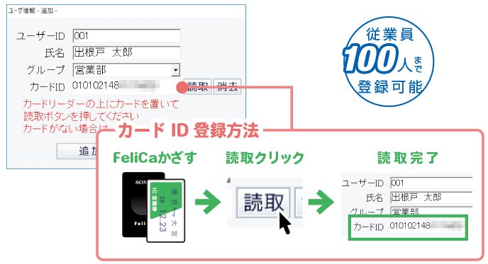 タイムレコーダーやタイムカードは不要　月額課金などの追加料金はいりません