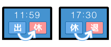 時間で打刻項目を切り替えることが可能