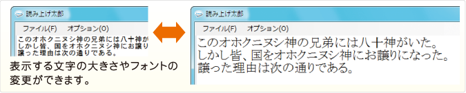 表示する文字の大きさやフォントの変更ができます。