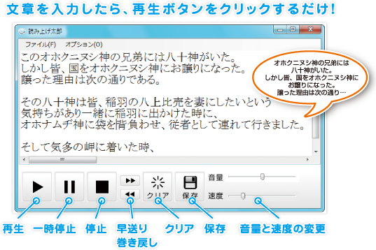 文章を入力したら、再生ボタンをクリックするだけ！