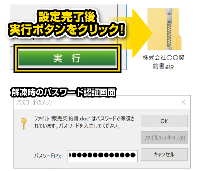パスワードで保護された圧縮ファイル完成